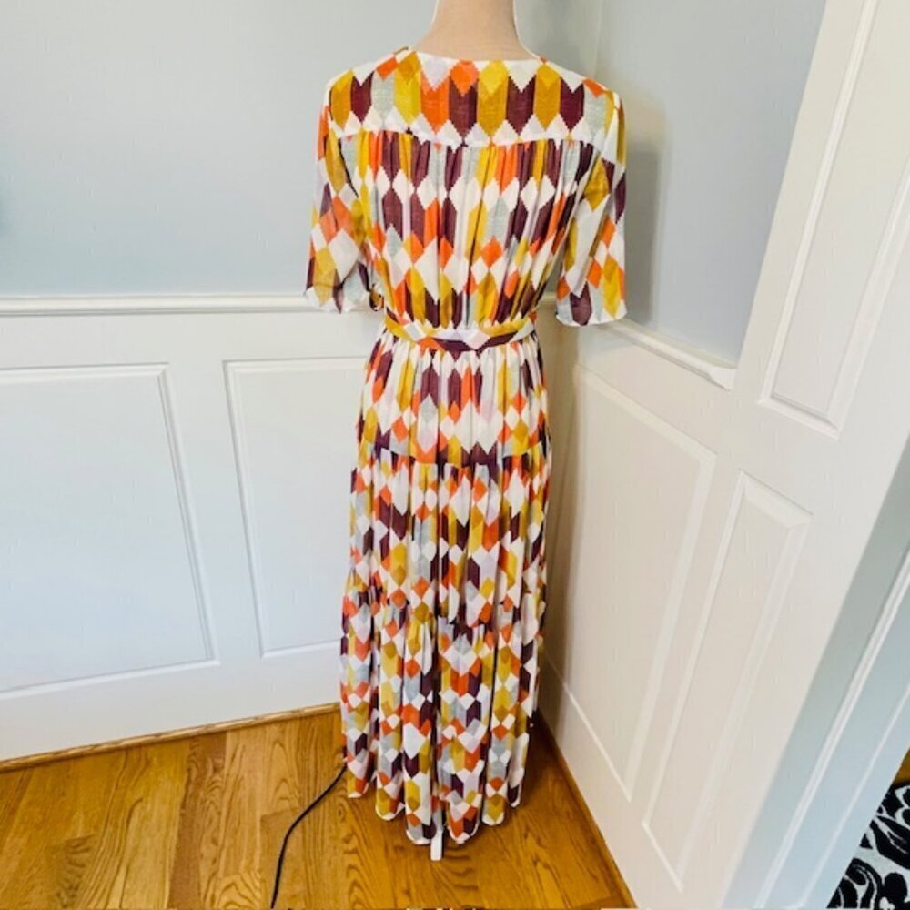 Roller Rabbit | Norma Gertrude Geo Print Wrap Maxi Dress - Size XS/ S - Picture 5 of 11